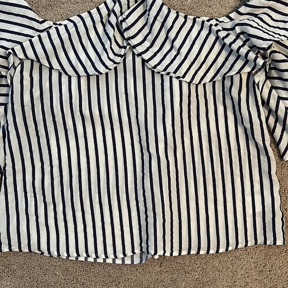 Off the shoulder blue and white striped top - Picture 2 of 4